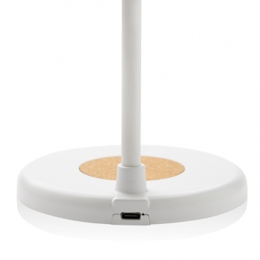Logotrade promotional giveaway image of: Zenara RCS recycled plastic and cork 15W wireless desk lamp