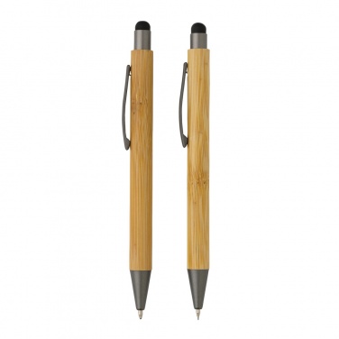 Logo trade promotional items picture of: Bamboo modern pen set in box