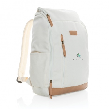 Logo trade promotional item photo of: Impact AWARE™ 16 oz. recycled canvas 15" laptop backpack