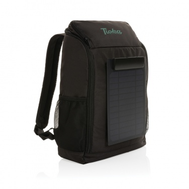 Logo trade corporate gifts image of: Pedro AWARE™ RPET deluxe backpack with 5W solar panel