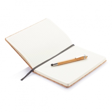 Logo trade promotional product photo of: A5 notebook with bamboo pen including stylus