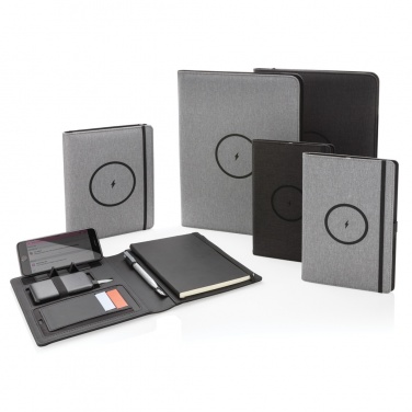 Logo trade promotional gifts picture of: Air 5W wireless charging notebook with 5000mAh powerbank