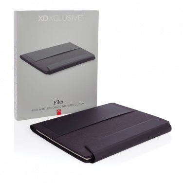 Logo trade corporate gifts picture of: Fiko 5W wireless charging portfolio A4 with powerbank