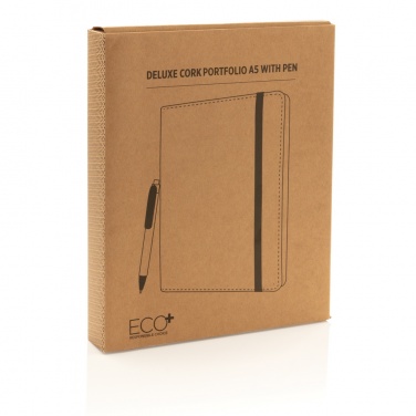 Logo trade advertising products image of: Deluxe cork portfolio A5 with pen