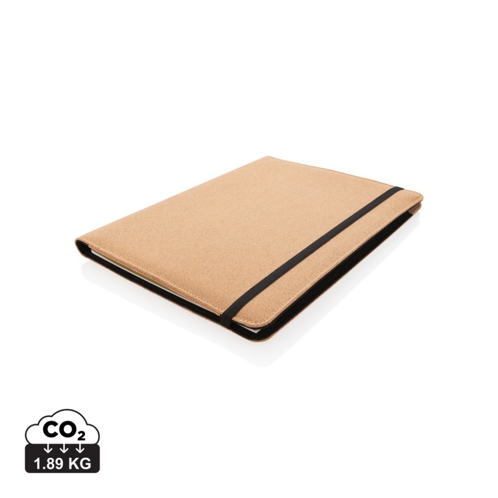 Logo trade business gift photo of: Deluxe cork portfolio A4 with pen