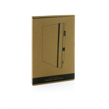 Logo trade promotional merchandise photo of: Bamboo notebook and infinity pencil set