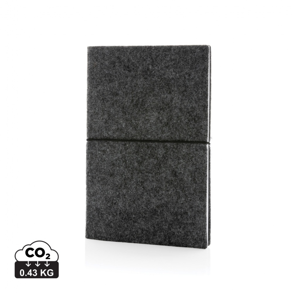 Logo trade business gift photo of: GRS certified recycled felt A5 softcover notebook