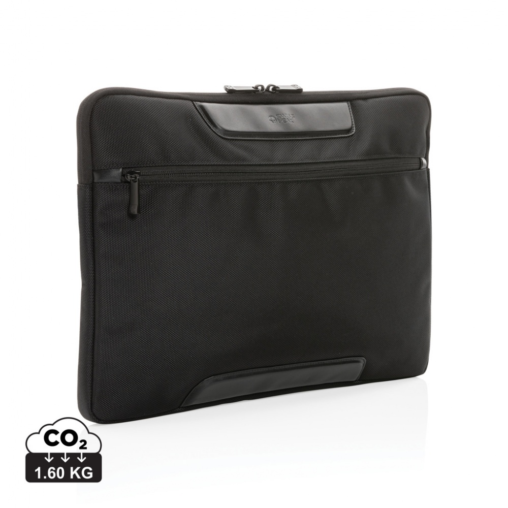 Logo trade promotional merchandise image of: Swiss Peak AWARE™ RPET Voyager 15.6" laptop sleeve