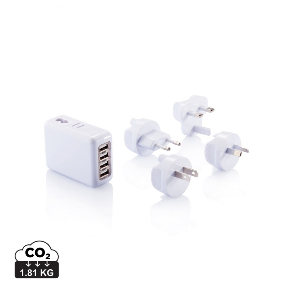 Logotrade promotional product picture of: Travel plug with 4 USB ports