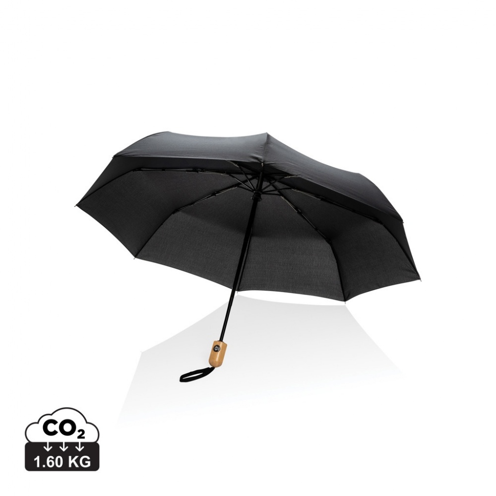Logotrade promotional product picture of: 21" Impact AWARE™ RPET 190T bamboo auto open/close umbrella