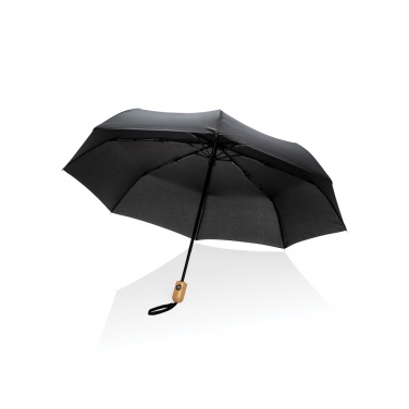 Logo trade promotional giveaway photo of: 21" Impact AWARE™ RPET 190T bamboo auto open/close umbrella