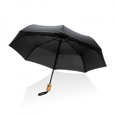 Logotrade promotional gift picture of: 21" Impact AWARE™ RPET 190T bamboo auto open/close umbrella