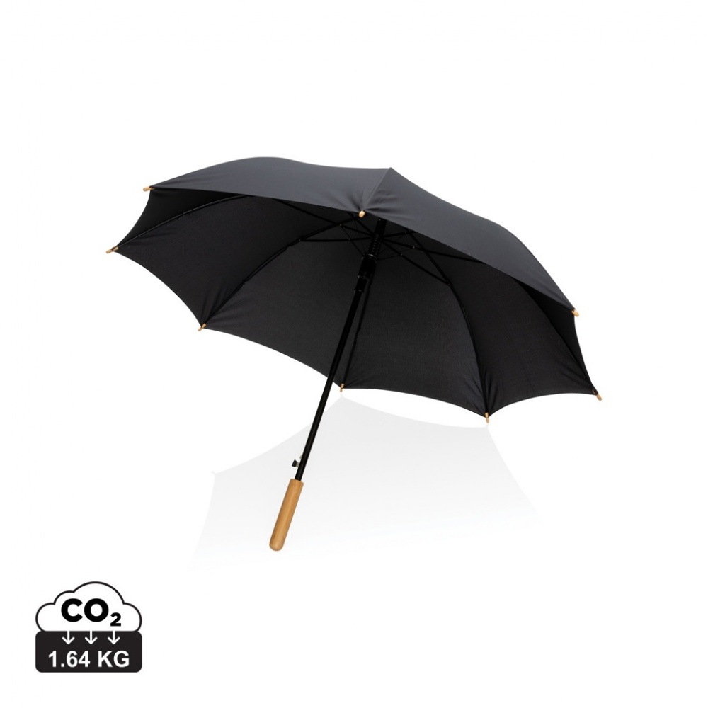 Logotrade promotional gift image of: 23" Impact AWARE™ RPET 190T auto open bamboo umbrella