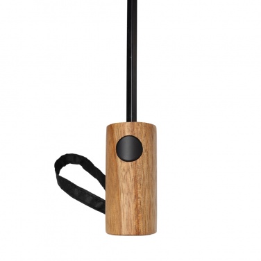Logo trade corporate gifts picture of: Kaycey 21" AWARE™ RPET Acacia wood mini auto open umbrella