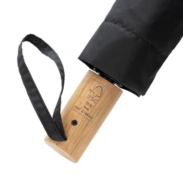 Logotrade promotional giveaway picture of: Kaycey 21" AWARE™ RPET Acacia wood mini auto open umbrella