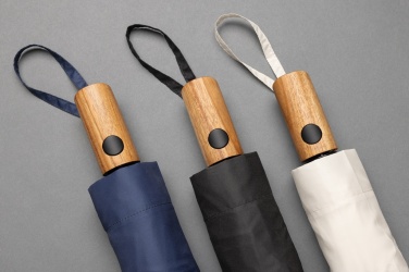 Logo trade promotional items image of: Kaycey 21" AWARE™ RPET Acacia wood mini auto open umbrella