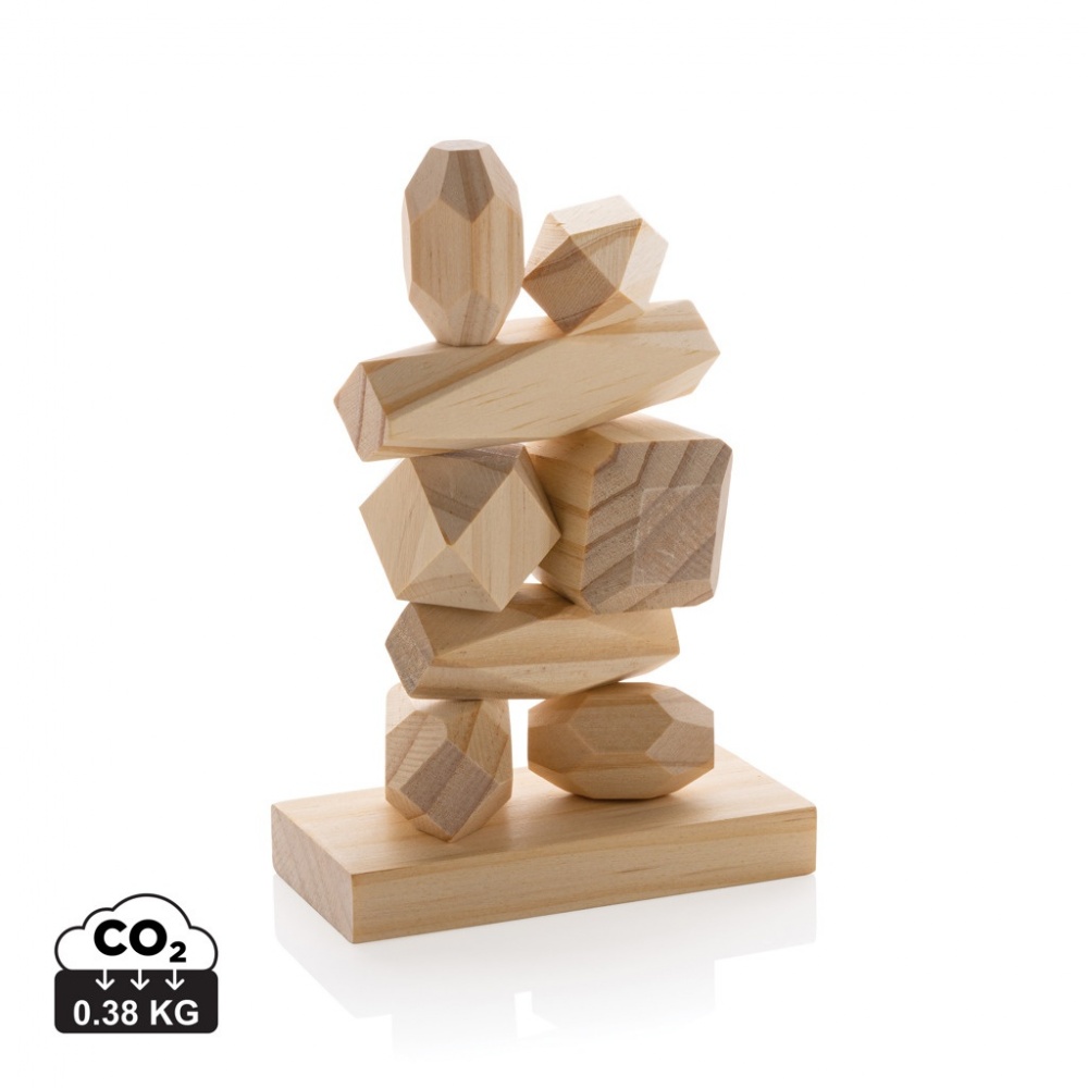 Logo trade promotional products image of: Ukiyo Crios wooden balancing rocks in pouch
