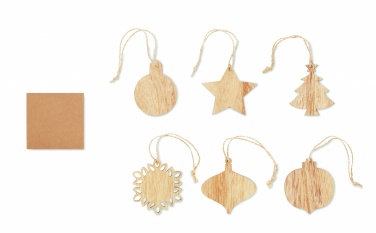 Logo trade promotional gift photo of: Set of wooden Xmas ornaments