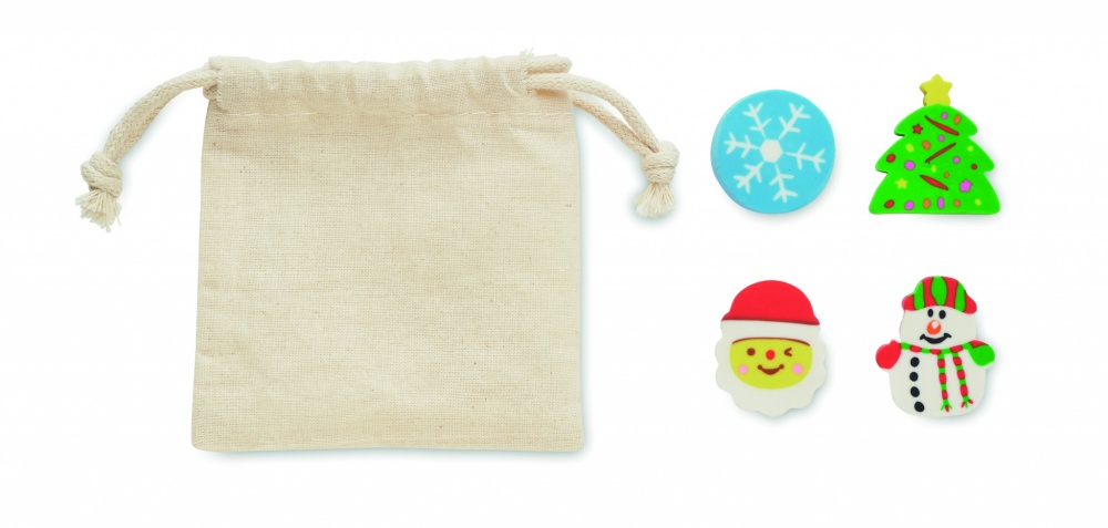 Logo trade promotional gift photo of: Set of 4 Christmas erasers