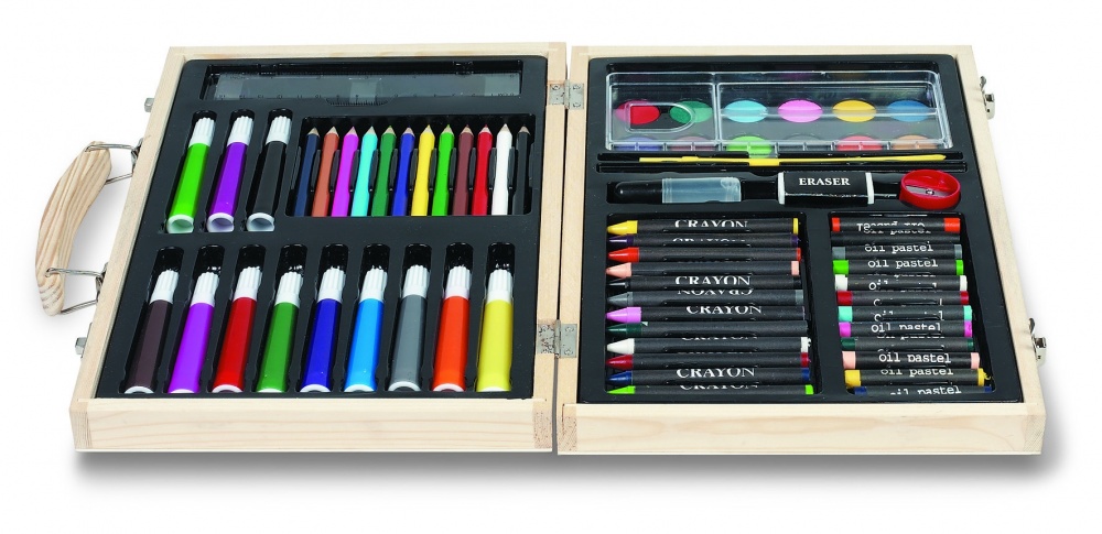 Logo trade promotional items image of: Artist's set in wooden box