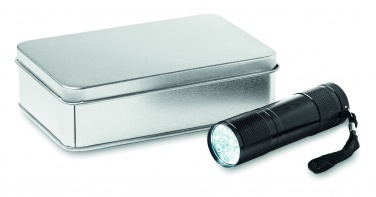 Logo trade promotional giveaways image of: LED torch in tin box