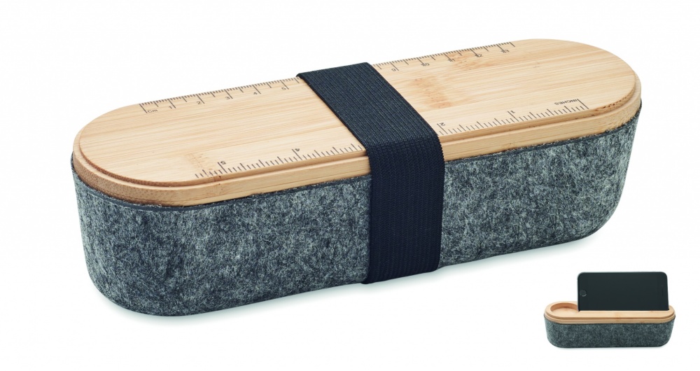 Logo trade promotional merchandise photo of: RPET felt pencil case with lid