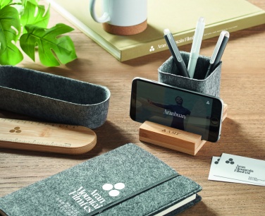 Logo trade business gifts image of: RPET felt pen pot phone stand