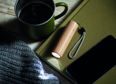 Logo trade promotional gift photo of: Beech wood rechargeable torch