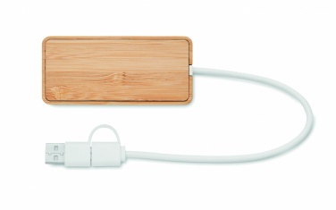 Logo trade promotional giveaways picture of: Bamboo USB 3 ports hub