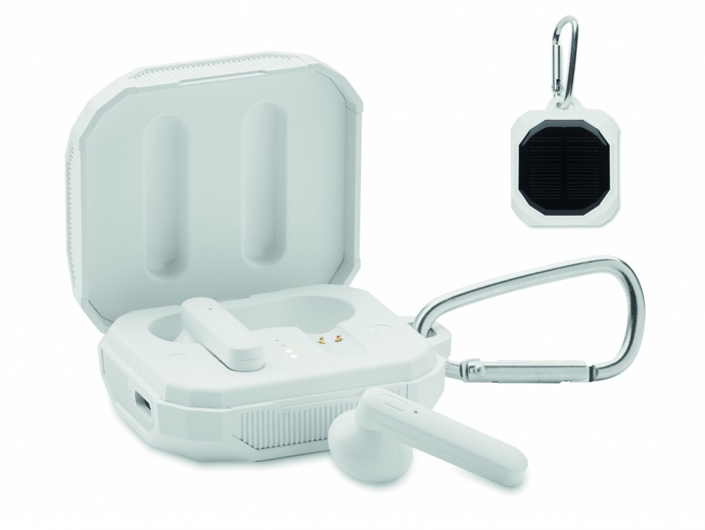 Logo trade advertising products image of: TWS earbuds with solar charger