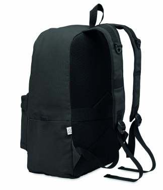 Logo trade advertising products image of: A 15-inch laptop backpack made of recycled pre-consumer cotton with customizable printing