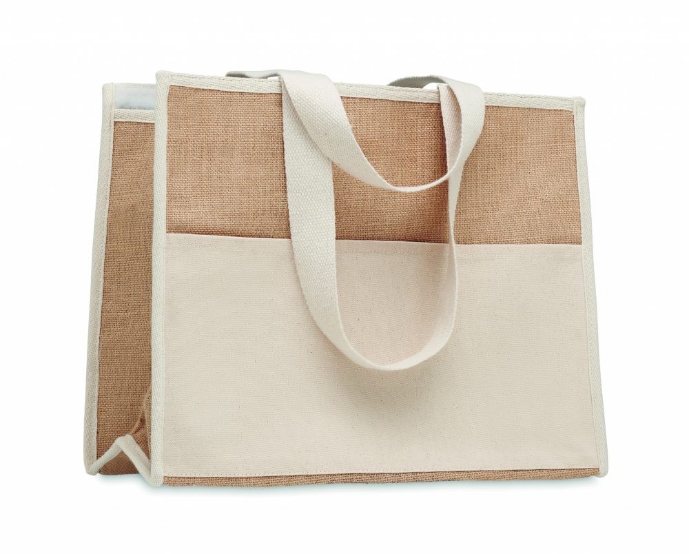 Logo trade promotional gifts picture of: Jute and canvas cooler bag