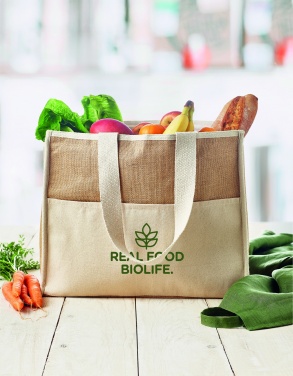 Logo trade advertising product photo of: Jute and canvas cooler bag