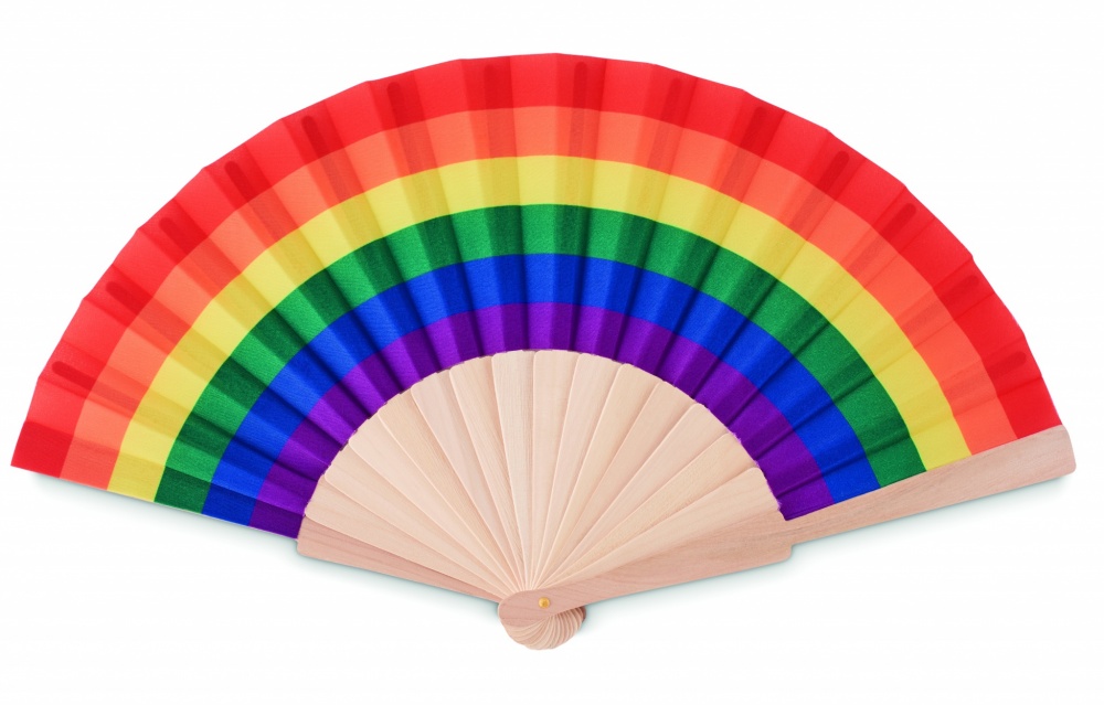 Logo trade advertising products image of: Rainbow wooden hand fan