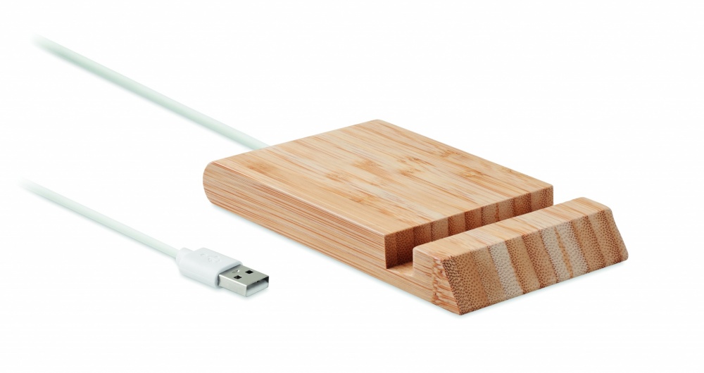 Logo trade promotional item photo of: Bamboo wireless charger  10W ODOS