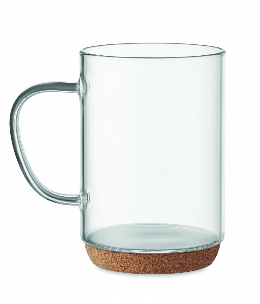 Logo trade promotional items picture of: Glass mug 400ml with cork base
