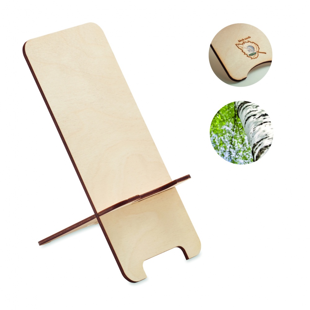 Logo trade business gift photo of: Birch Wood phone stand