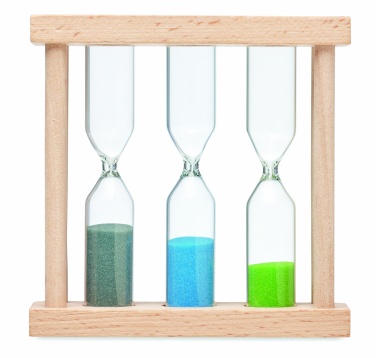 Logo trade advertising products image of: Set of 3 wooden sand timer