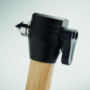 Logo trade promotional gifts picture of: 3-in-1 bamboo flashlight with an emergency hammer and seatbelt cutter