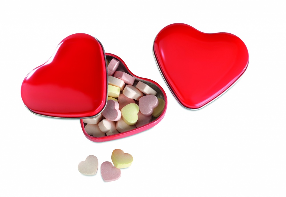 Logo trade corporate gift photo of: Heart tin box with candies