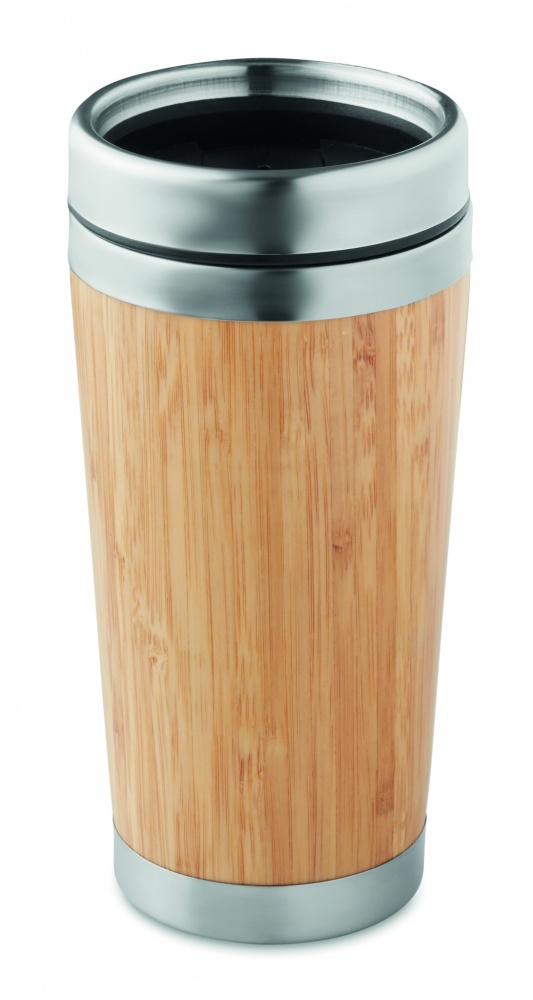 Logo trade business gifts image of: Double wall bamboo flask 430ml