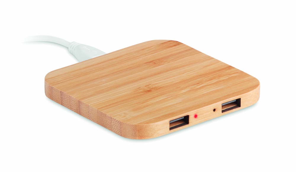 Logo trade advertising products image of: Bamboo wireless charge pad 5W