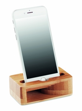 Logo trade corporate gifts picture of: Bamboo phone stand-amplifier CARACOL
