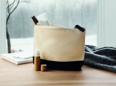 Logo trade promotional merchandise photo of: Bicolour cotton cosmetic bag