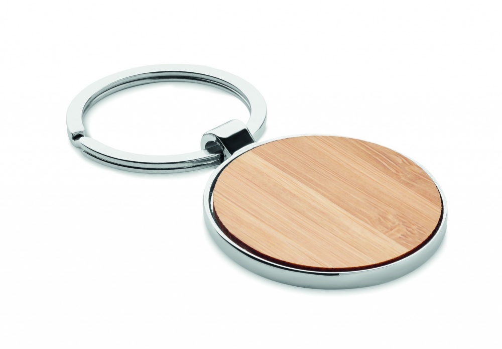 Logotrade advertising product image of: Round key ring metal bamboo Dobele