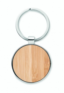 Logotrade advertising products photo of: Round key ring metal bamboo Dobele