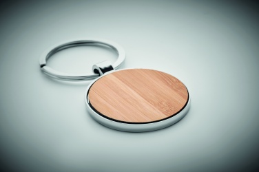 Logo trade promotional products image of: Round key ring metal bamboo Dobele