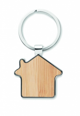 Logotrade promotional gift picture of: House key ring metal bamboo NORDIC