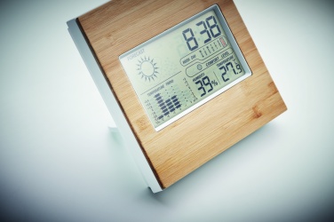 Logotrade promotional giveaway image of: Weather station bamboo front TURKU