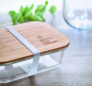 Logo trade business gifts image of: Glass lunchbox with bamboo lid